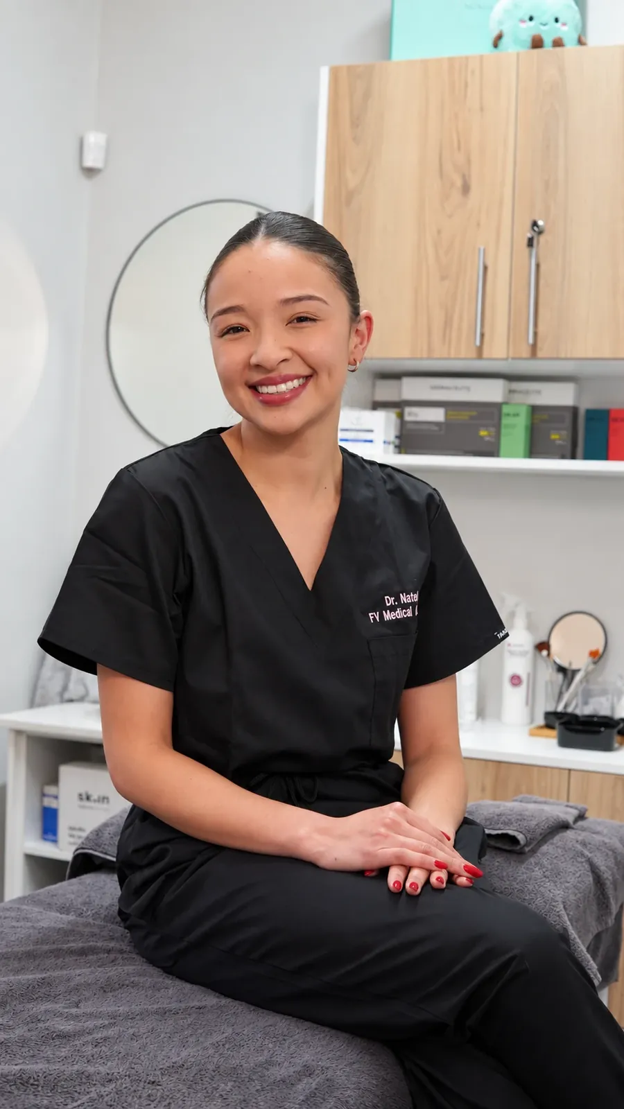 Dr Natasche Daniels in a treatment room at FY Medical Aesthetics